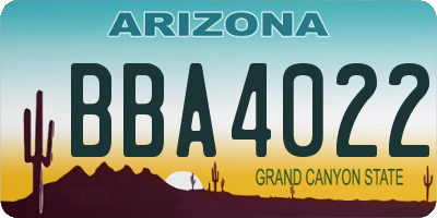 AZ license plate BBA4022