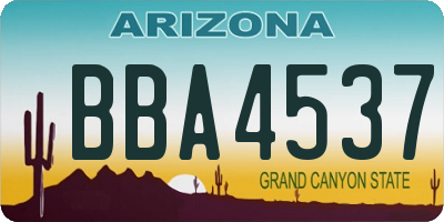 AZ license plate BBA4537