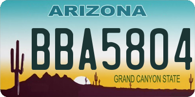 AZ license plate BBA5804