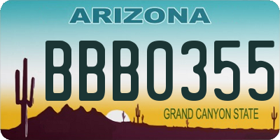 AZ license plate BBB0355