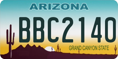 AZ license plate BBC2140