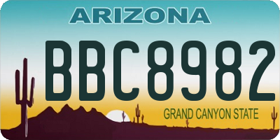 AZ license plate BBC8982
