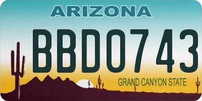 AZ license plate BBD0743