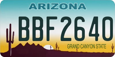 AZ license plate BBF2640