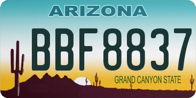 AZ license plate BBF8837