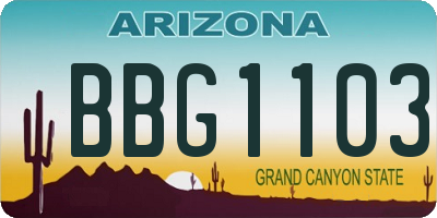 AZ license plate BBG1103