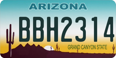 AZ license plate BBH2314