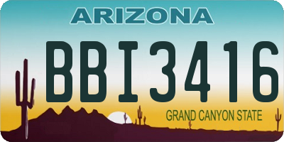 AZ license plate BBI3416