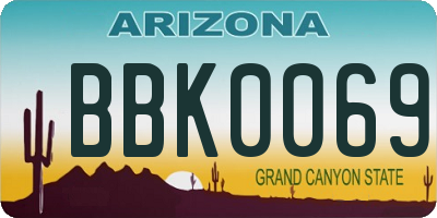 AZ license plate BBK0069