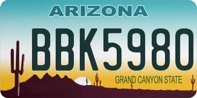 AZ license plate BBK5980