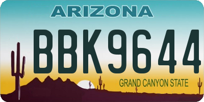 AZ license plate BBK9644