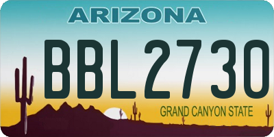AZ license plate BBL2730