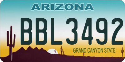 AZ license plate BBL3492