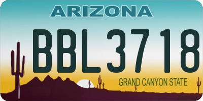 AZ license plate BBL3718