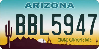 AZ license plate BBL5947