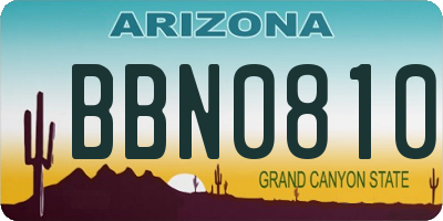 AZ license plate BBN0810