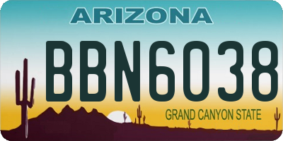AZ license plate BBN6038
