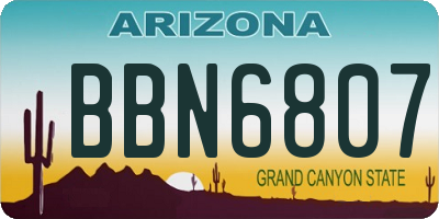 AZ license plate BBN6807