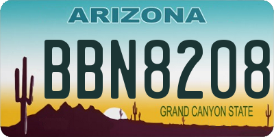 AZ license plate BBN8208