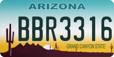 AZ license plate BBR3316