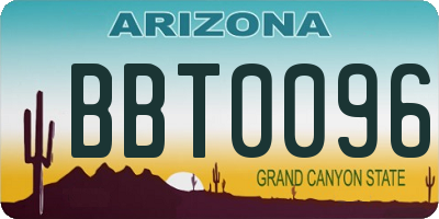 AZ license plate BBT0096