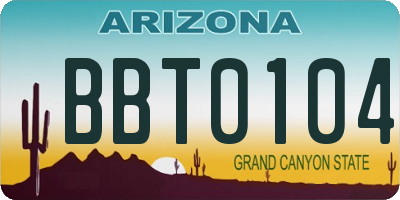 AZ license plate BBT0104