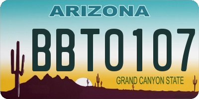 AZ license plate BBT0107