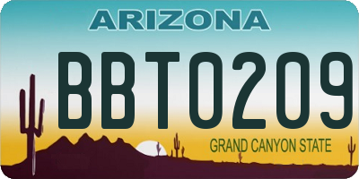 AZ license plate BBT0209