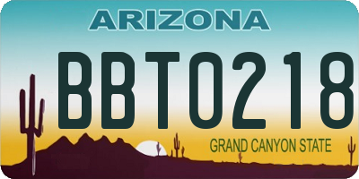 AZ license plate BBT0218