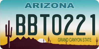 AZ license plate BBT0221