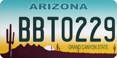 AZ license plate BBT0229