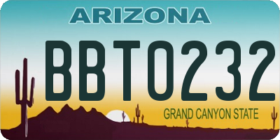 AZ license plate BBT0232