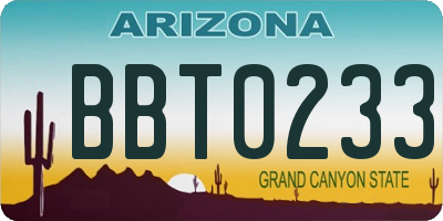 AZ license plate BBT0233