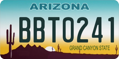 AZ license plate BBT0241