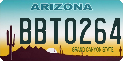 AZ license plate BBT0264