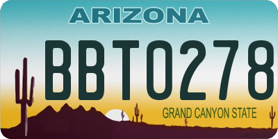 AZ license plate BBT0278