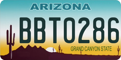 AZ license plate BBT0286