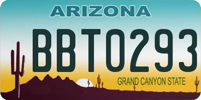 AZ license plate BBT0293