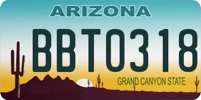 AZ license plate BBT0318