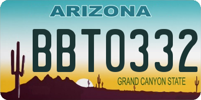 AZ license plate BBT0332