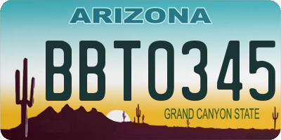 AZ license plate BBT0345