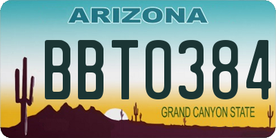 AZ license plate BBT0384