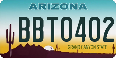 AZ license plate BBT0402