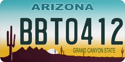 AZ license plate BBT0412