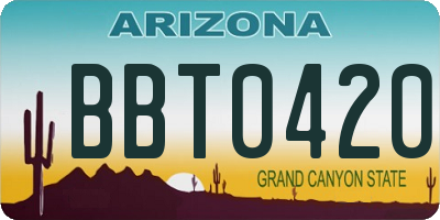 AZ license plate BBT0420