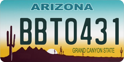 AZ license plate BBT0431