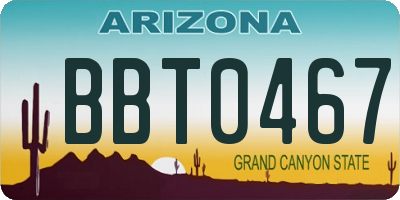 AZ license plate BBT0467