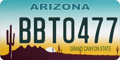 AZ license plate BBT0477