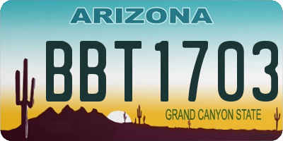 AZ license plate BBT1703