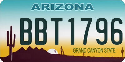 AZ license plate BBT1796